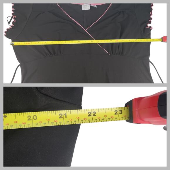 Vintage Giorgio Fiorlini Dress Womens XL Black Pink Twee Coquette Fit Flare Lace - Picture 10 of 13